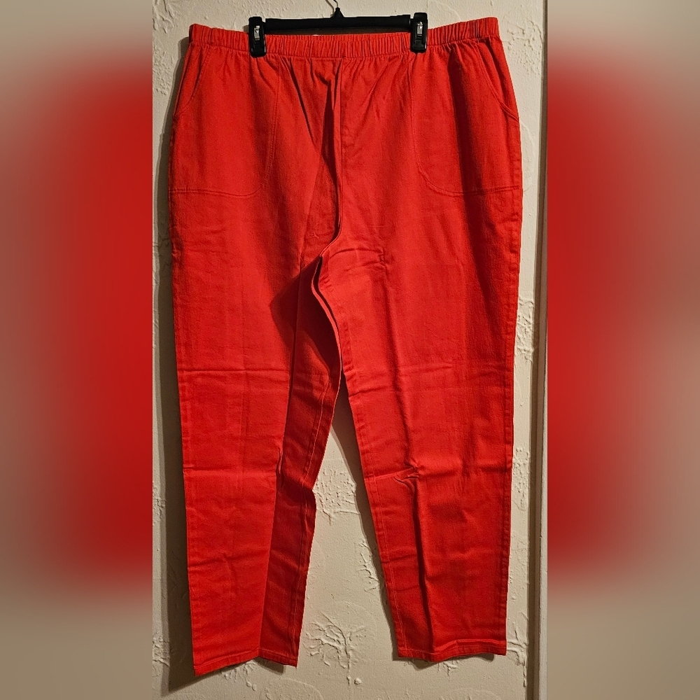 D&Co. Pull On Pants Straight Leg 3XT Red New